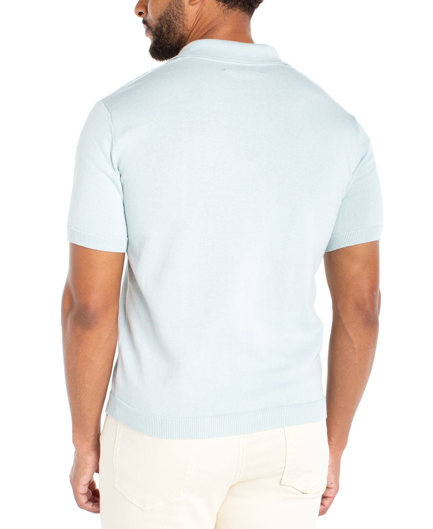 Мужской свитер Liverpool Los Angeles Short-Sleeve Knit Polo Sweater, цвет: Аквамариновый — фото 3