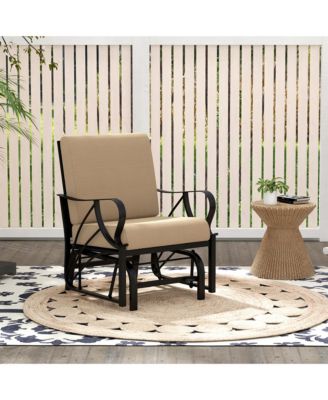 Patio Glider Chair Outdoor Metal Glider with Seat and Back Cushions Backyard Poolside