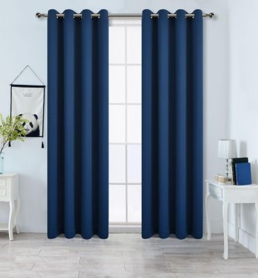 2 Piece For Extra Long Windows Grommet Top Blackout Curtain Panels - 95 in. Long