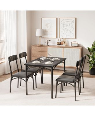 Dining Table Set for 4 - Kitchen Table and Chairs for Small Space Apartment Studio, Wooden Rectangular Kitchen Table Set