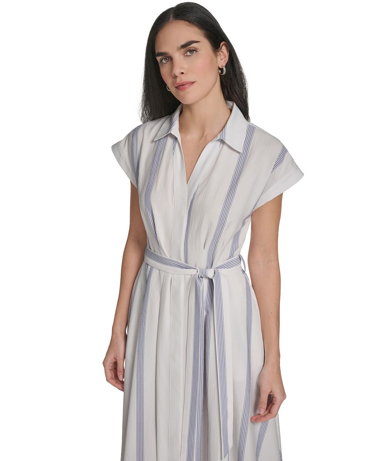 Calvin Klein Women's Striped Collared Neck Shirt-Dress view 3 — MAYCSS fashion products