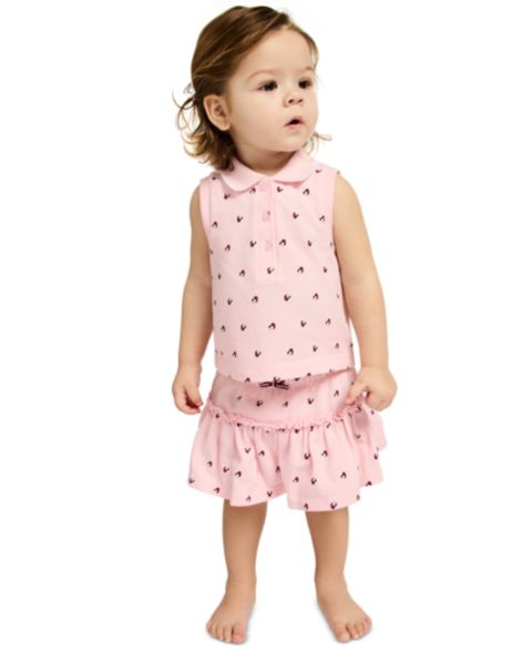 Комплект Tommy Hilfiger Printed Top and Skirted Bloomers, 2-Piece Set для девочек-малышей, цвет: Розовый