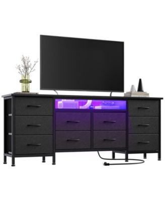 63 Inch TV Stand Dresser with 10 Drawers, Long Entertainment Center for TVs Up to 75 Inch, Fabric Storage Media Console