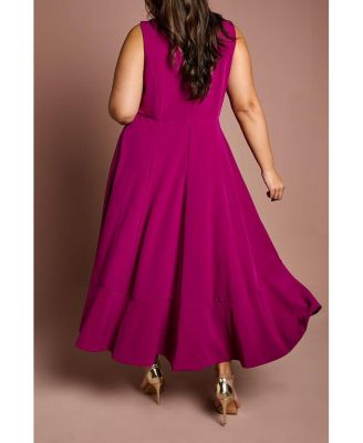 Women's Crepe Ruffle Midi Dress