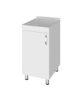 Slee Compact Utility Sink Cabinet with Storage and Metal Legs for Laundry Room