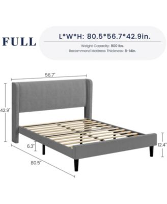 Assile Upholstered Bed Frame Full with Wingback headboard, Platform Bed Frame with Headboard, Wood Slats Support, Noise Free
