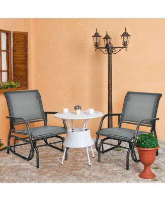 2PCS Patio Swing Glider Chair Single Rocking Chair Yard Outdoory