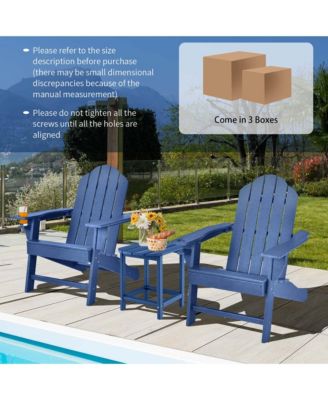 3 PCS Patio Adirondack Chair Side Table HDPE Weather Resistant Cup Holder