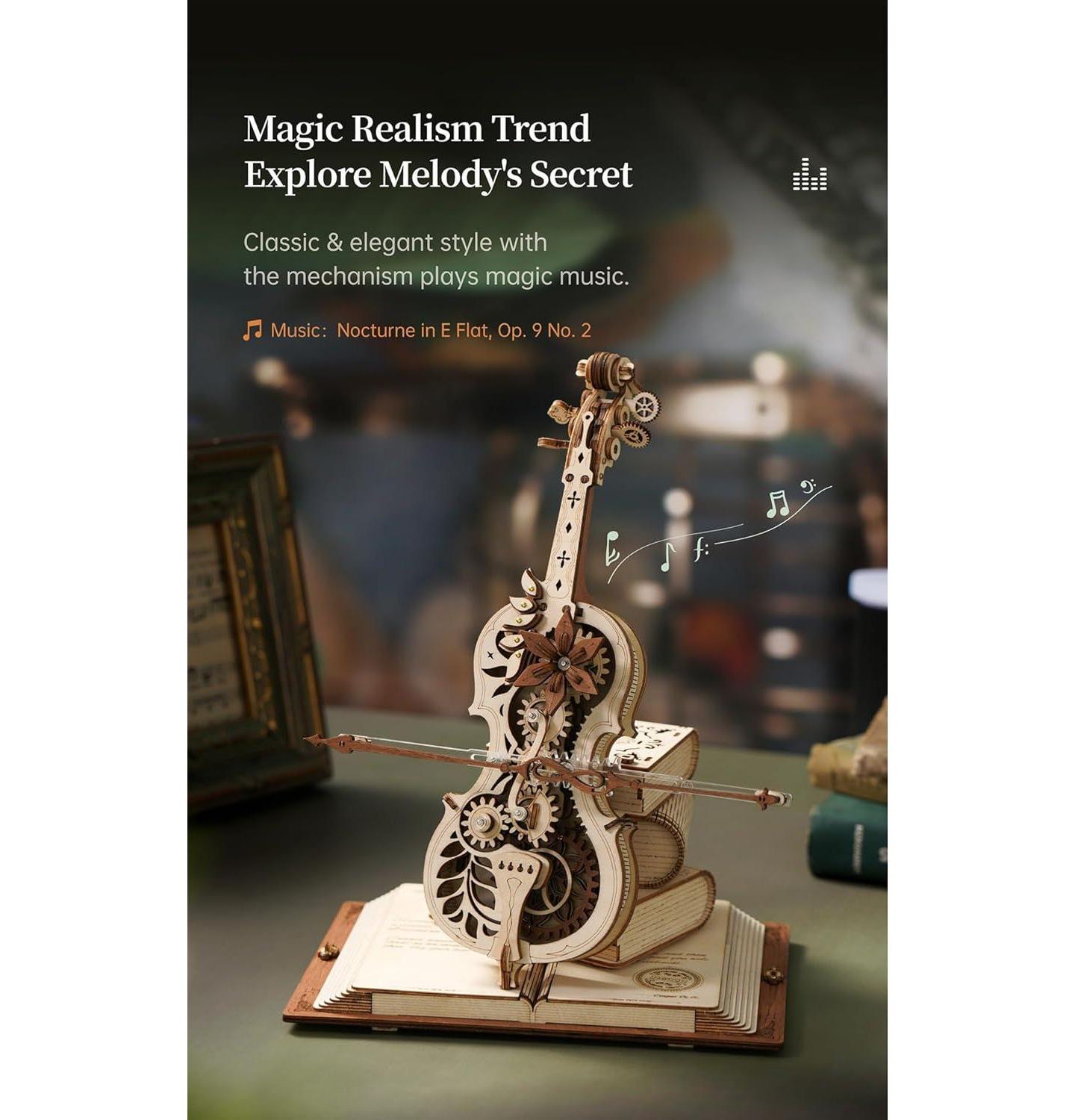 Пазлы Robotime Magic Cello Adults 3D Puzzles, 3D Wooden Puzzles for Adults, Wooden Music Box Puzzle to Build, Unique Music Gift Hobby Kits Festival Gift, цвет: Бежевый — фото 6