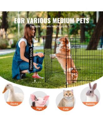 8-Panel 30" Foldable Metal Dog Playpen with Door and Top Cover for Indoor Outdoor Use