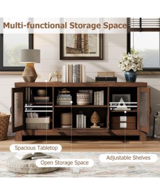 55.2'' Modern Sideboard Buffet Cabinet with Acrylic Door Storage Cabinet, Farmhouse Coffee Bar Cabinet with Shelves