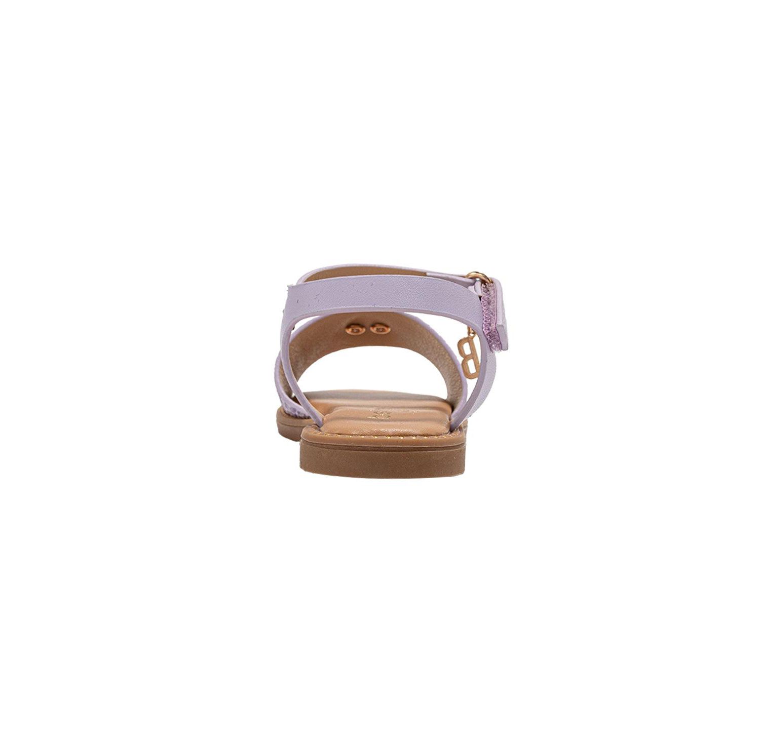 Little Girls Girl's Fashion Sandal with Flower Medallion and Hanging b Charm - Comfy Dressy Shoes