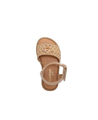 Little Girls Girl's  Fashion Sandal with Flower Medallion and Hanging  b  Charm – Comfy Dressy Shoes