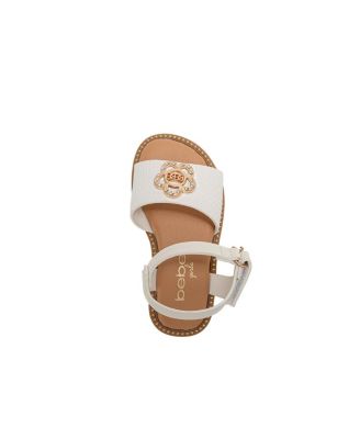 Little Girls Girl's  Fashion Sandal with Flower Medallion and Hanging  b  Charm – Comfy Dressy Shoes