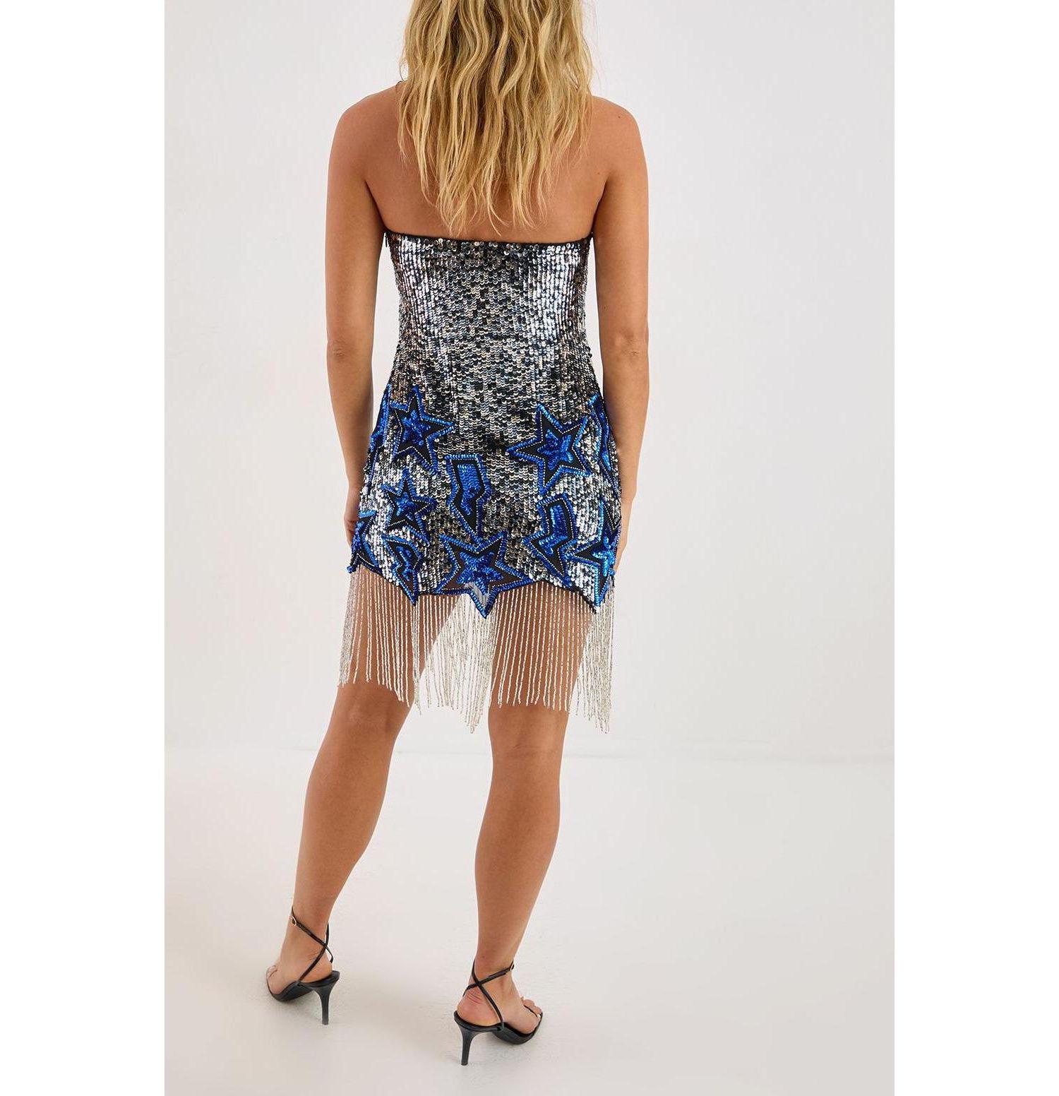 Women's Star Tassel Plunge Mini Dress