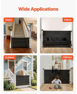 Retractable Mesh Safety Gate 57" Wide x 38.5" Tall with Security Lock for Stairs and Hallways