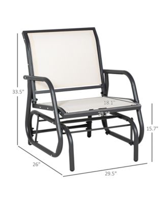 Porch Glider, Metal Frame Swing Glider Chair with Mesh Fabric, Curved Armrests, Steel Frame