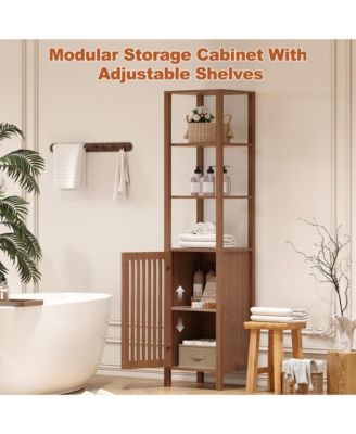 Large TV Stand with Set of 2 Bookcases, Farmhouse Entertainment Center for Television with Storage Cabinets