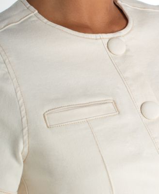 Petite Collarless Cropped Jacket