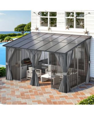 14'x8' Wall Gazebo with Curtains and Mosquito Netting