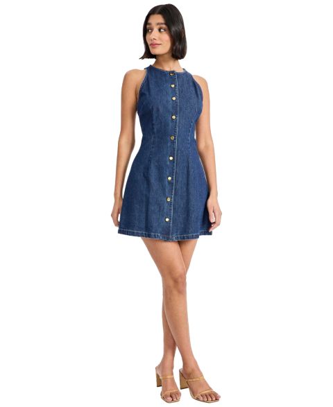 Женское платье Donna Morgan Sleeveless Crewneck Button-Front Mini, цвет: Средняя варка