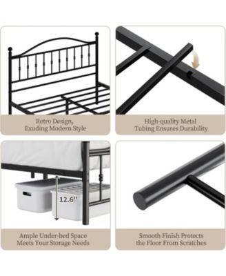 Full Size Metal Platform Bed Frame, Circular Headboard and Footboard, Heavy-Duty Iron Frame, No Box Spring Needed, Noise-Free Design