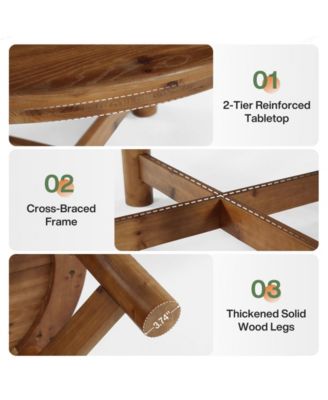 47" Solid Wood Dining Table for 4-6, Farmhouse Round Kitchen Table