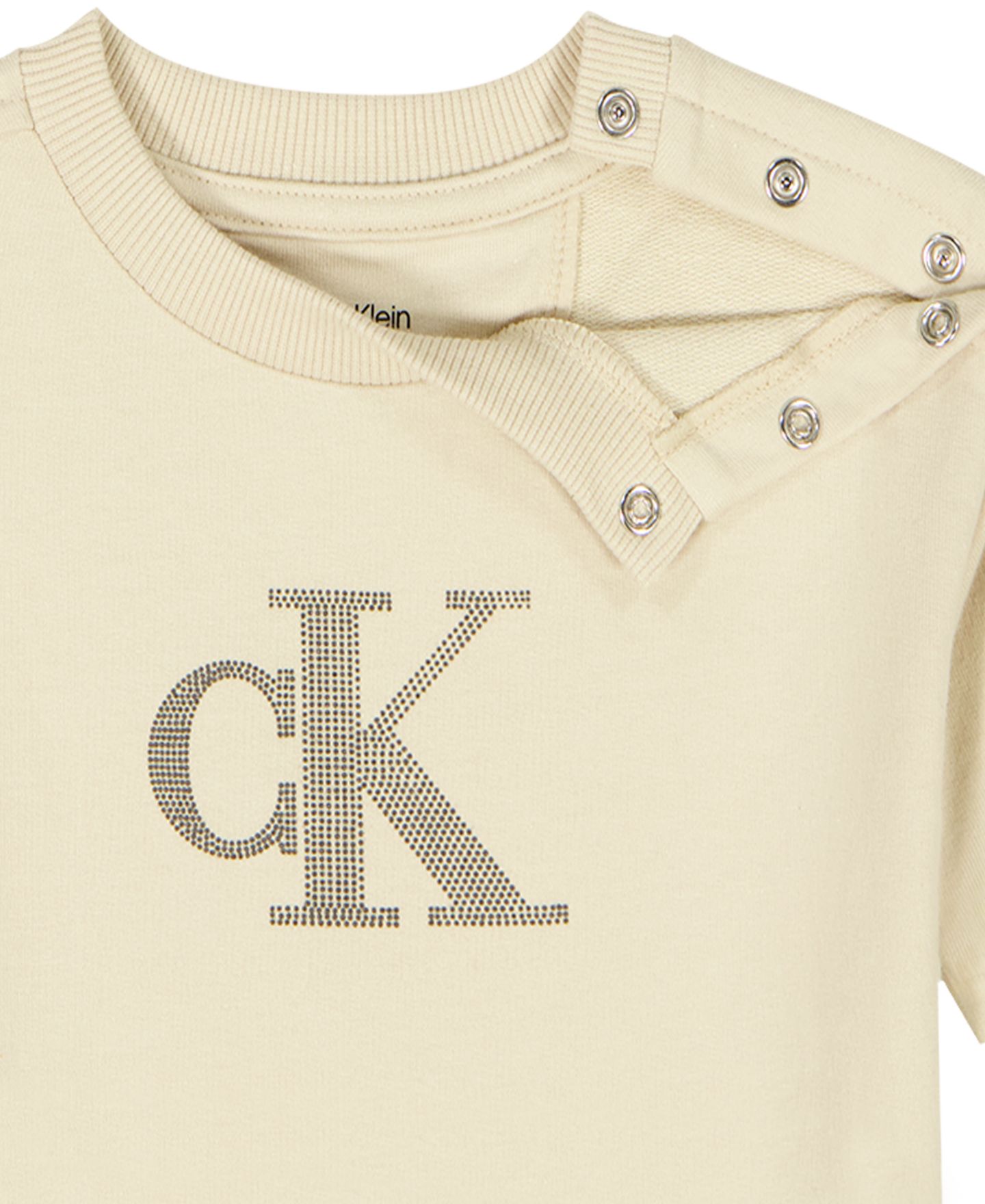 Детский комплект Calvin Klein: футболка из махры с логотипом и шорты, 2 предмета, цвет: Овсяный — фото 3