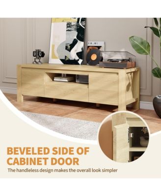 TV Stand with Cabinet Doors, Entertainment Center with Adjustable Shelves, Media Console with Cable Management