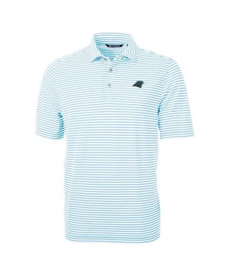 Men's Blue Carolina Panthers Virtue Eco Pique Stripe Polo Shirt
