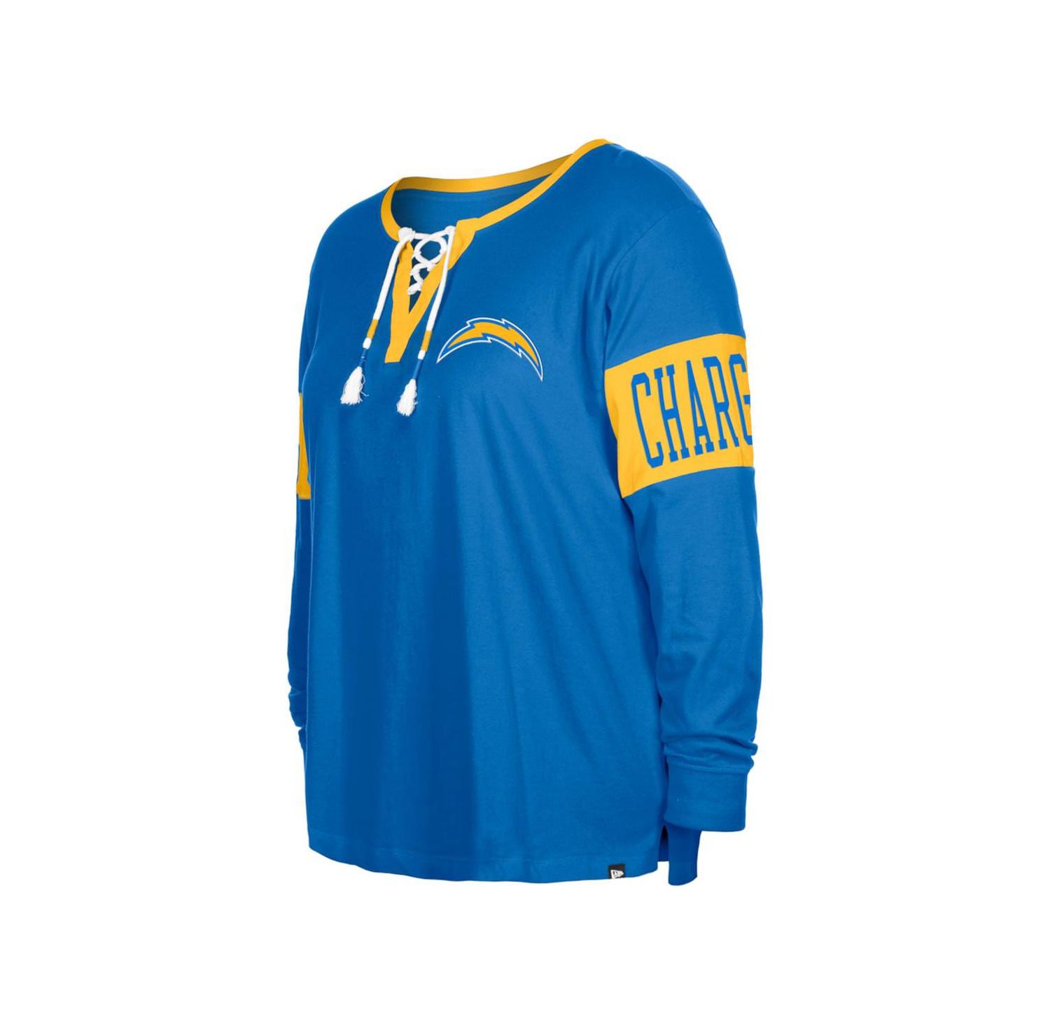 Women's Powder Blue Los Angeles Chargers Plus Size Lace-Up Notch Neck Long Sleeve T-Shirt