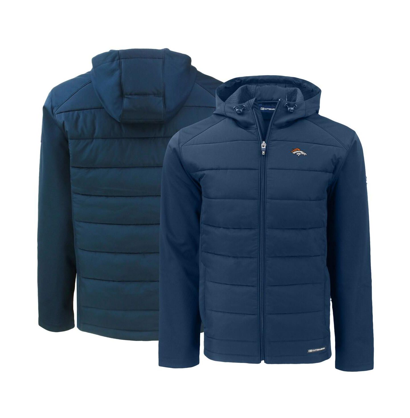 Мужская куртка Cutter & Buck Navy Denver Broncos Evoke PrimaLoft Hybrid Eco Softshell Full-Zip Hooded — фото 1