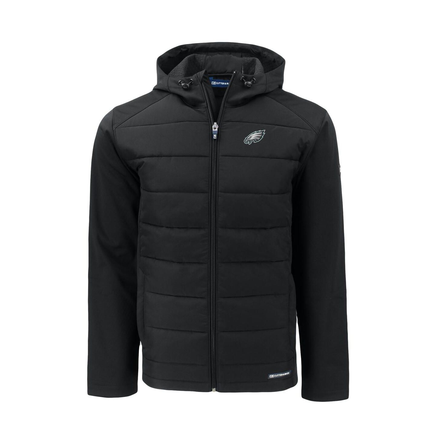 Мужская куртка Cutter & Buck Black Philadelphia Eagles Evoke PrimaLoft Hybrid Eco Softshell Full-Zip Hooded — фото 2