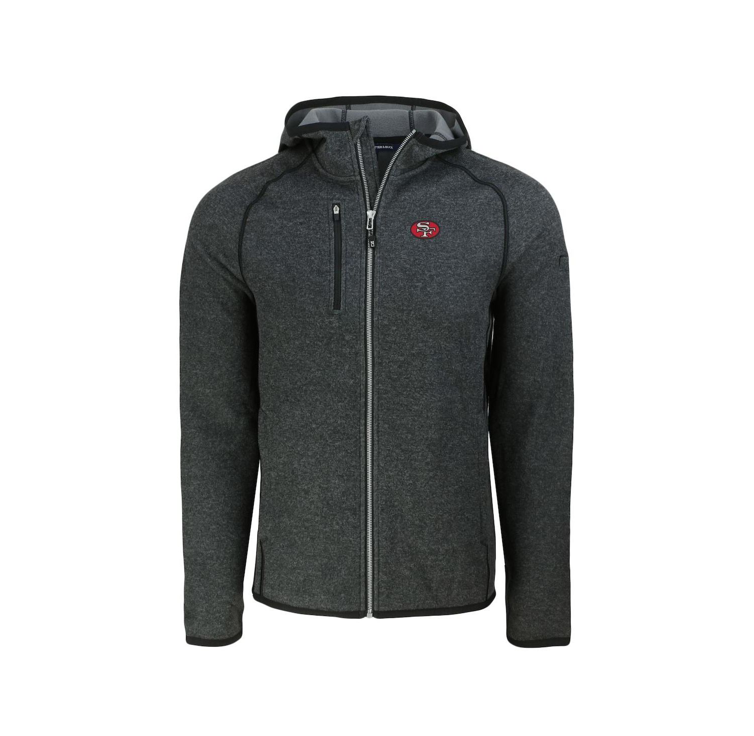 Men's Heather Charcoal San Francisco 49ers Throwback Mainsail Sweater-Knit Full-Zip Hoodie