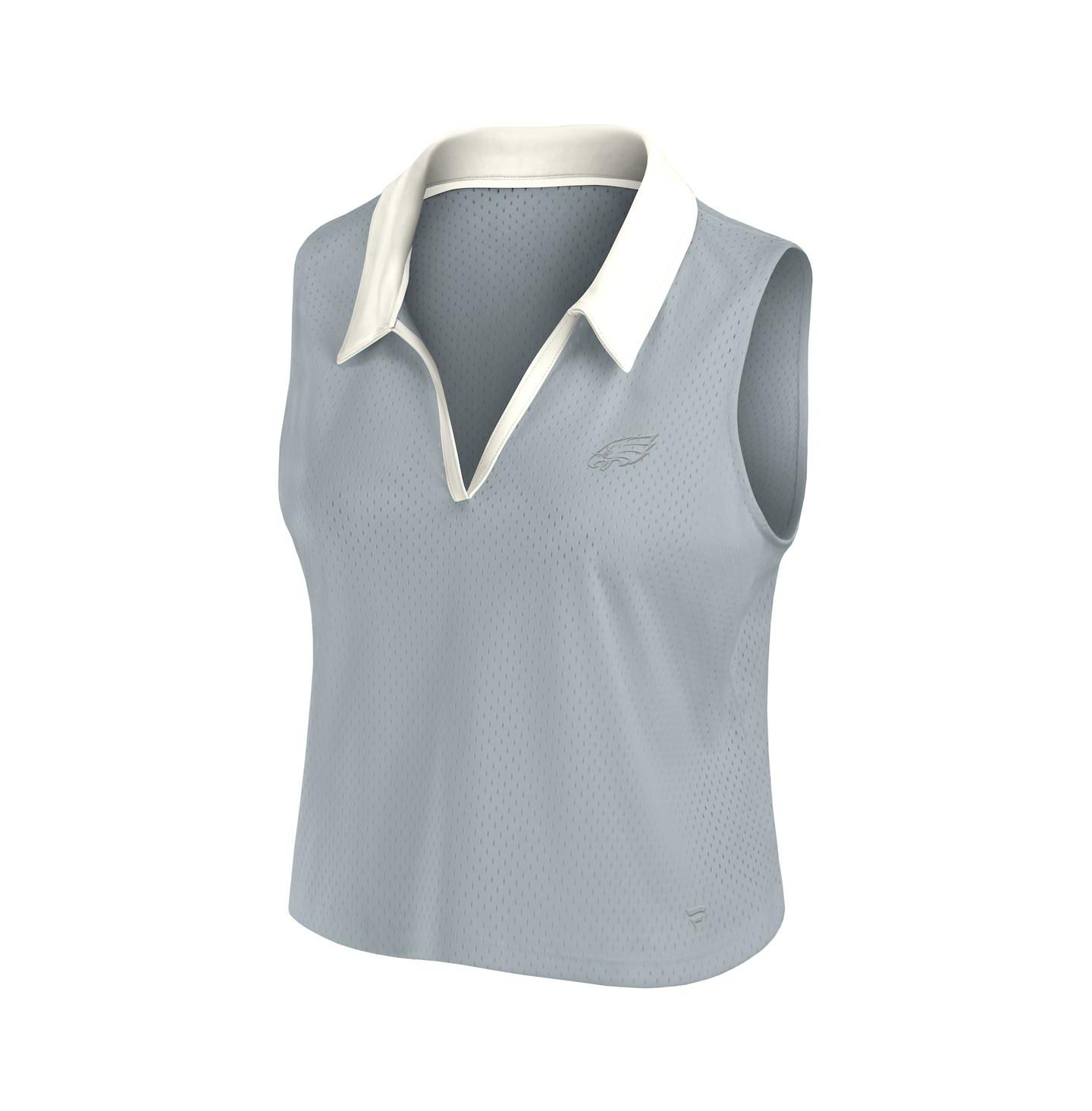 Женский топ Fanatics Gray Philadelphia Eagles Studio Wellness V-Neck — фото 3