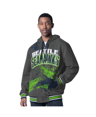 Men's College Navy/Charcoal Seattle Seahawks Dual Threat Reversable Full-Zip Hooded Jacket
