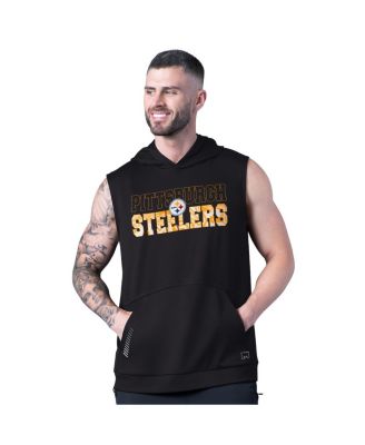 Men's Black Pittsburgh Steelers Tri-Blend Rebound Sleeveless Hoodie