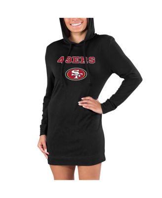 Women's Black San Francisco 49ers Gather Long Sleeve Hoodie Nightshirt