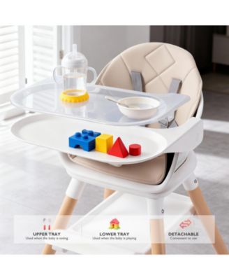 Convertible Baby High Chair with Adjustable Footrest and Detachable Tray