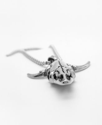 Men's Stainless Steel 22" Bull Skull Pendant Necklace