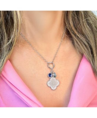Clover Blue Charm Necklace Sterling Silver