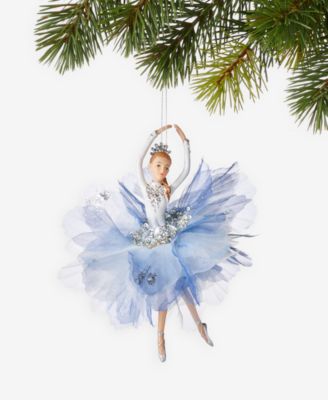 Ballet Dancing Caucasian Ballerina in Blue Ornament