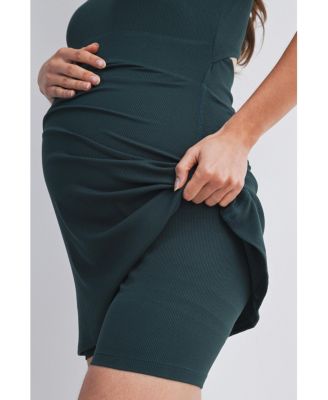 Maternity Ribbed Bodycon Mini Tank Dress with Built-In Shorts