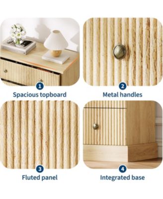 5 Drawer Tall Dresser for Bedroom, Fluted Vertical Chest of Drawers, Wood Storage Dresser with Metal Handles