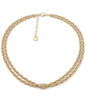 18K Gold Plated Double Layered Knotted Chain Necklace