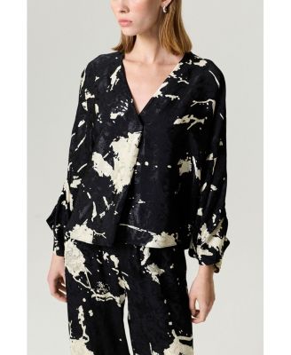 Women's Abstract Print Jacquard Blouse