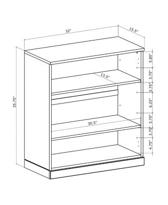 100% Solid European Oak Short Bookcase Bookshelf, 3-Shelf Modular Design