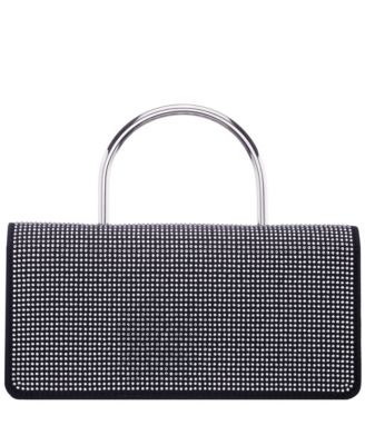 Elongated Crystal Magnetic Snap Satchel Bag