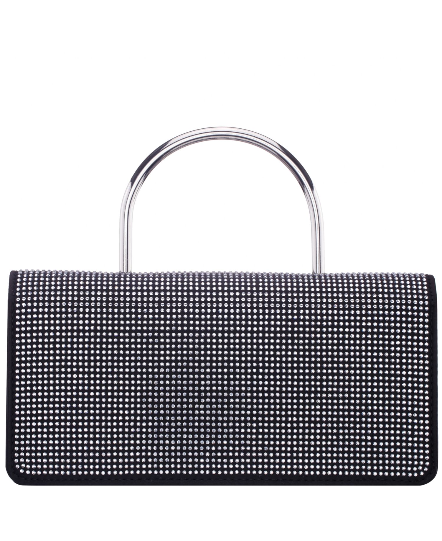 Elongated Crystal Magnetic Snap Satchel Bag