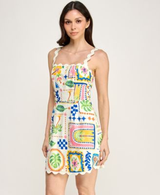 Juniors' Sleeveless Ric Rac Trim Detail Slim Dress